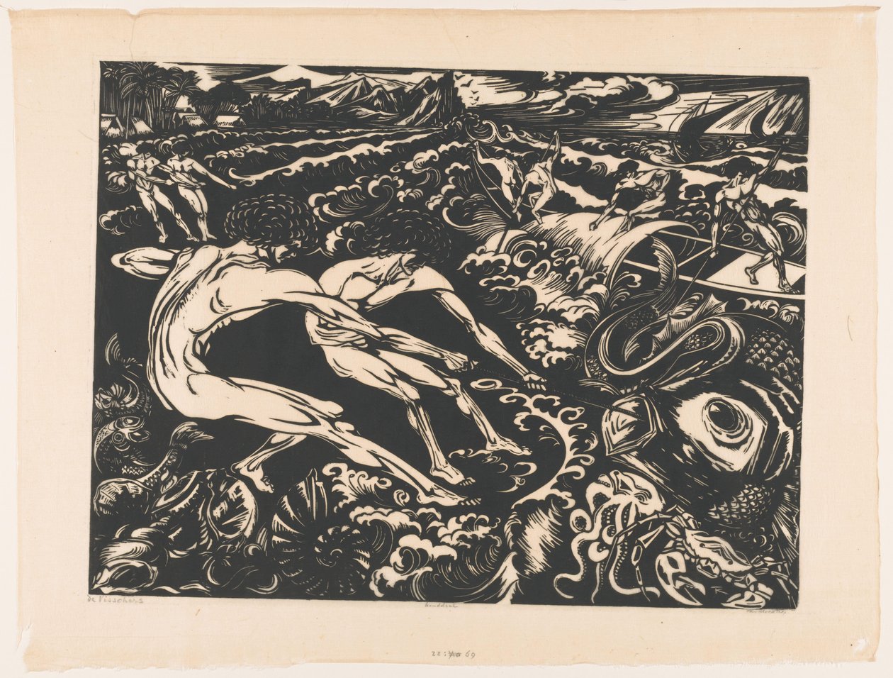 Les pêcheurs - Johannes Frederik Engelbert ten Klooster (signed by artist)
