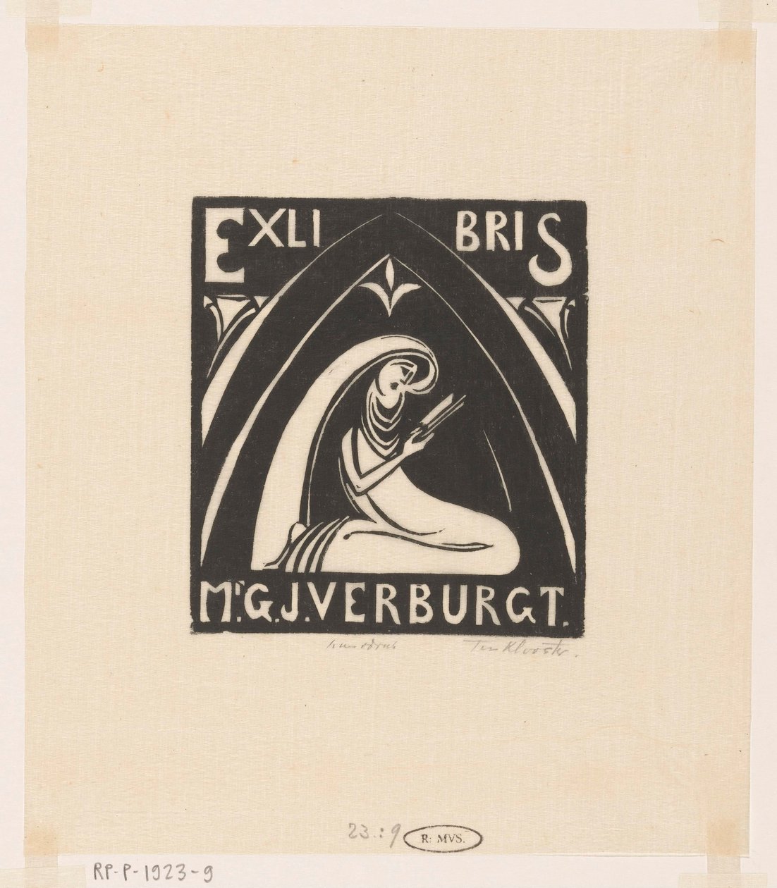 Ex libris de Gerrit-Jan Verburgt - Johannes Frederik Engelbert ten Klooster (signed by artist)