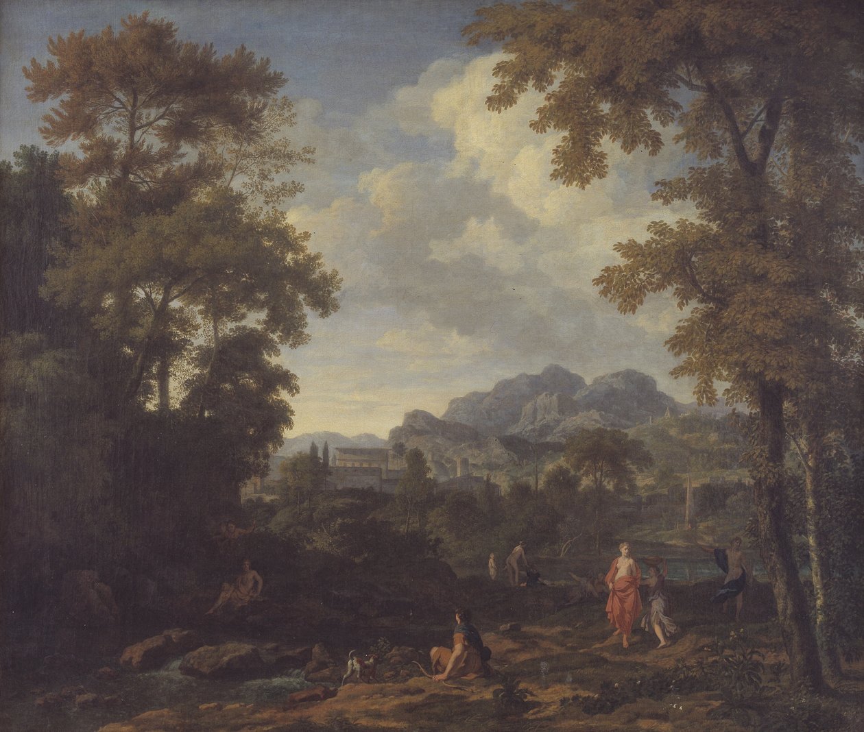 Paysage classique avec Diane (?) et ses nymphes - Johannes Glauber