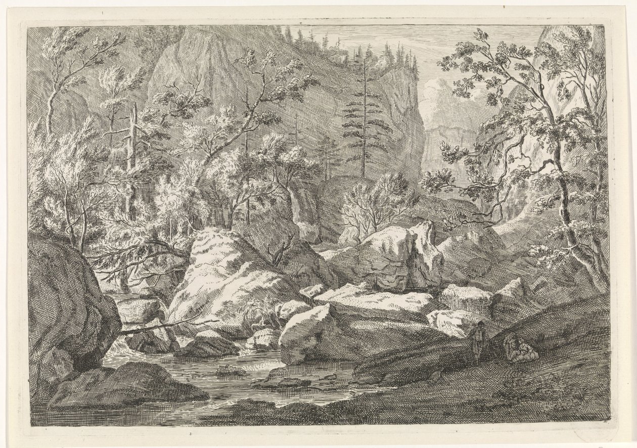 Ravin avec rochers et arbres (Paysages dans le massif de la Chartreuse) - Johannes Glauber