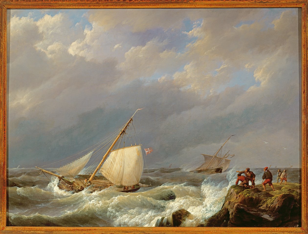 Navires sur une côte sous le vent dans une tempête, 1844 - Johannes Hermann Barend Koekkoek