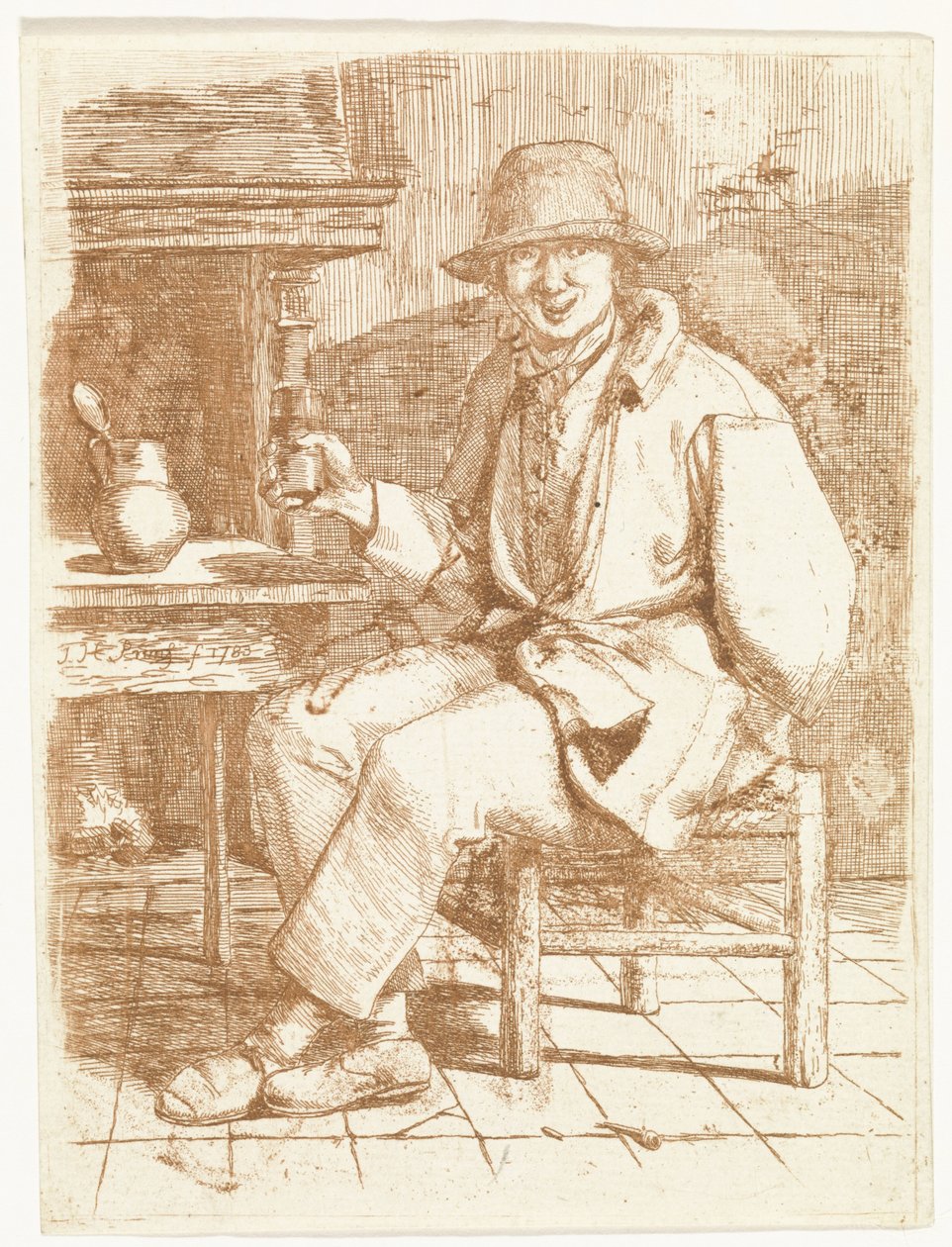 Homme riant avec un verre à la main - Johannes Huibert Prins