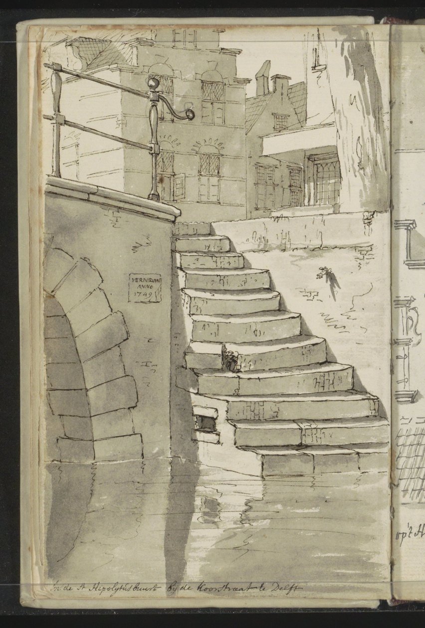 Escalier vers le fossé près de la Koorstraat à Delft - Johannes Huibert Prins