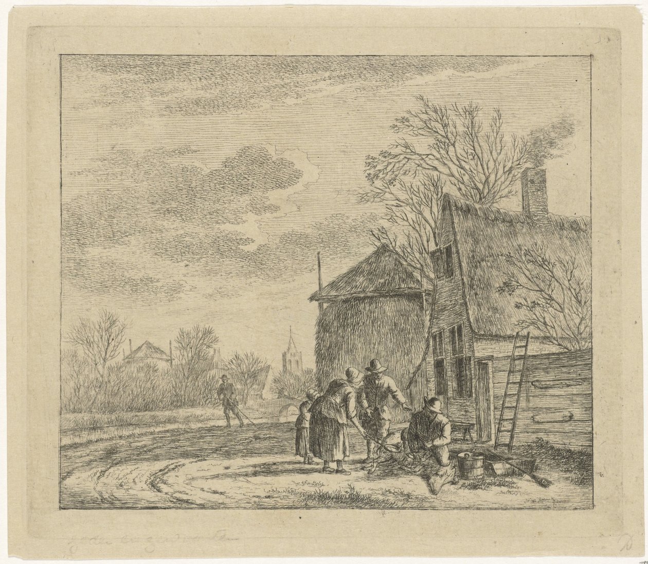 Paysage avec ferme et grange à foin - Johannes Janson