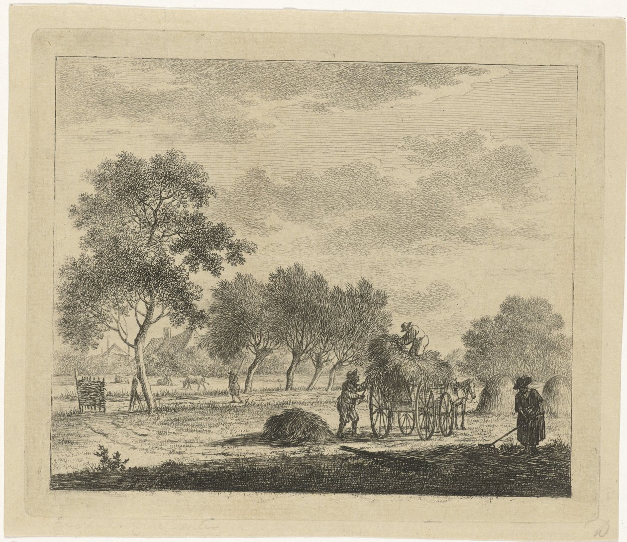 Paysage avec charrette de foin (Juillet) (Les douze mois) - Johannes Janson