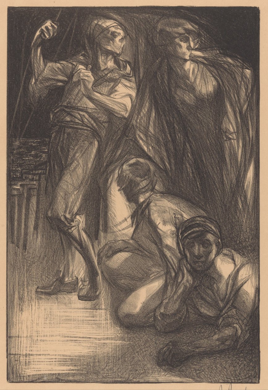 La Mort avec deux hommes et une femme - Johannes Josephus Aarts (signed by artist)