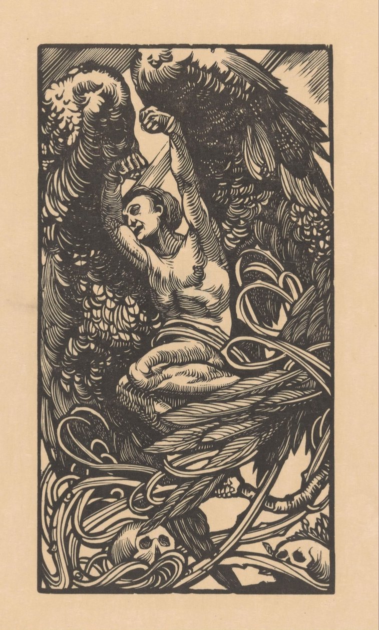 Femme ailée avec des crânes - Johannes Josephus Aarts