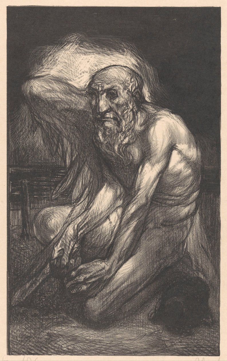 Homme barbu assis avec des ailes - Johannes Josephus Aarts