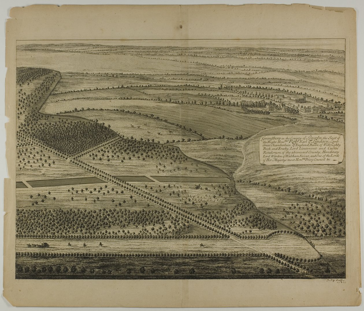 Grimthorp dans le comté de Lincoln, planche 23 de Britannia Illustrata - Johannes Kip