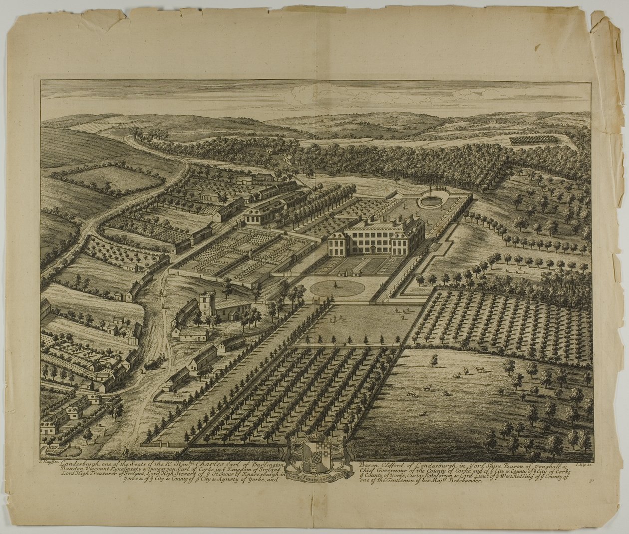 Londesburgh, planche 31 de Britannia Illustrata - Johannes Kip