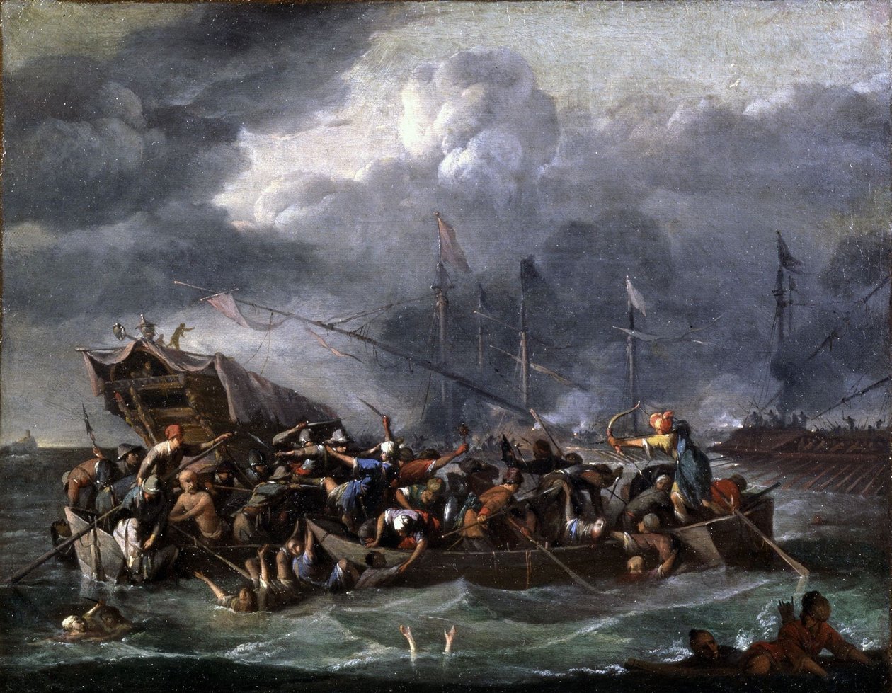 Une bataille navale entre chrétiens et turcs - Johannes Lingelbach