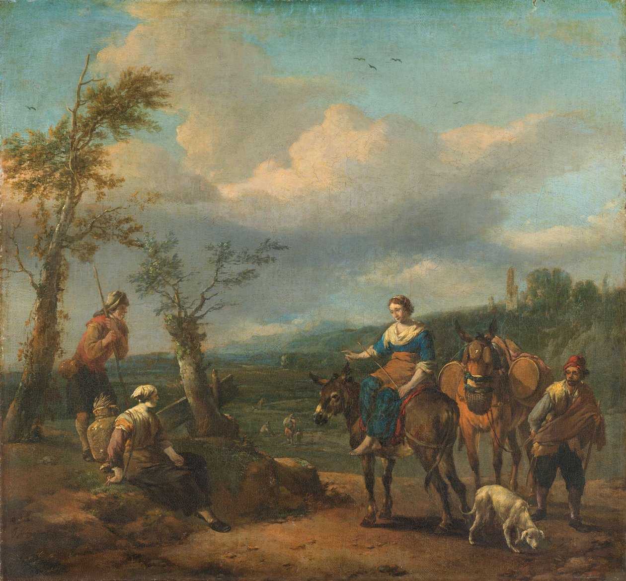 Paysage italien avec figures - Johannes Lingelbach