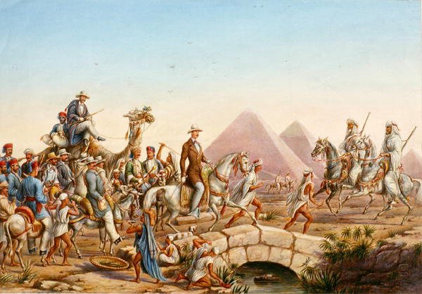 Prince Albert de Prusse avec son entourage visitant les Pyramides de Gizeh - Johannes Rabe