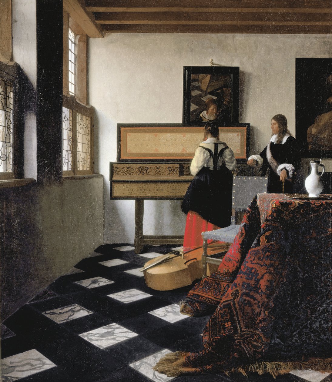 Dame au Virginal avec un gentleman, "La leçon de musique". - Johannes Vermeer