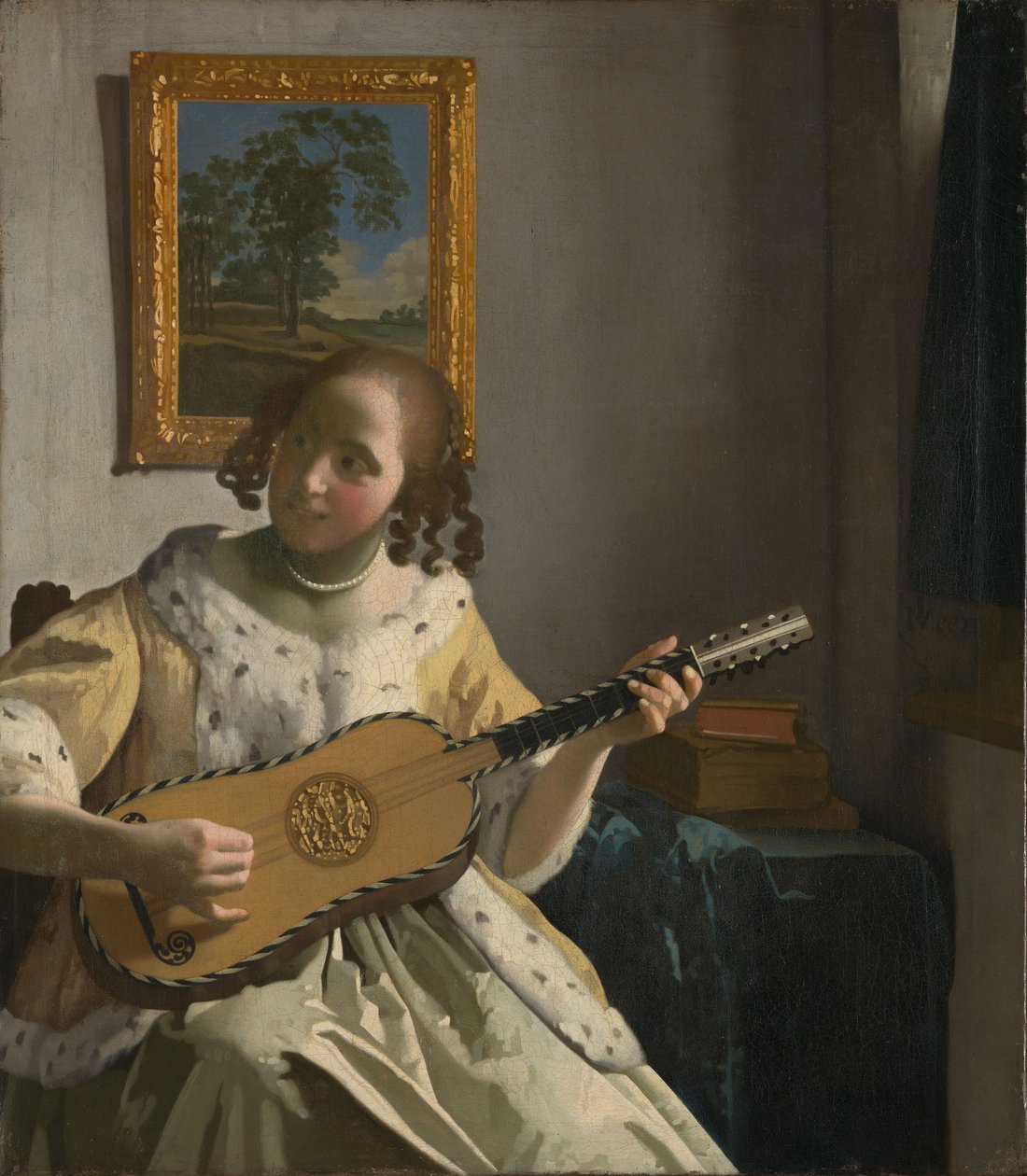 Jeune femme jouant de la guitare [1].
Titre(s) alternatif(s) :  

La joueuse de guitare[2]. - Johannes Vermeer
