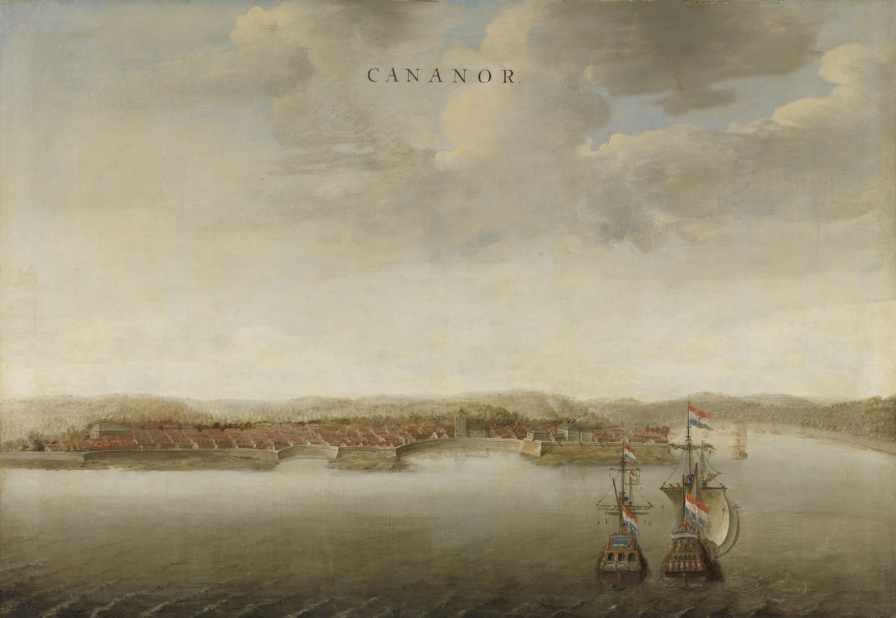 Vue de Cannanore sur la côte de Malabar en Inde, vers 1662-3 - Johannes Vinckeboons