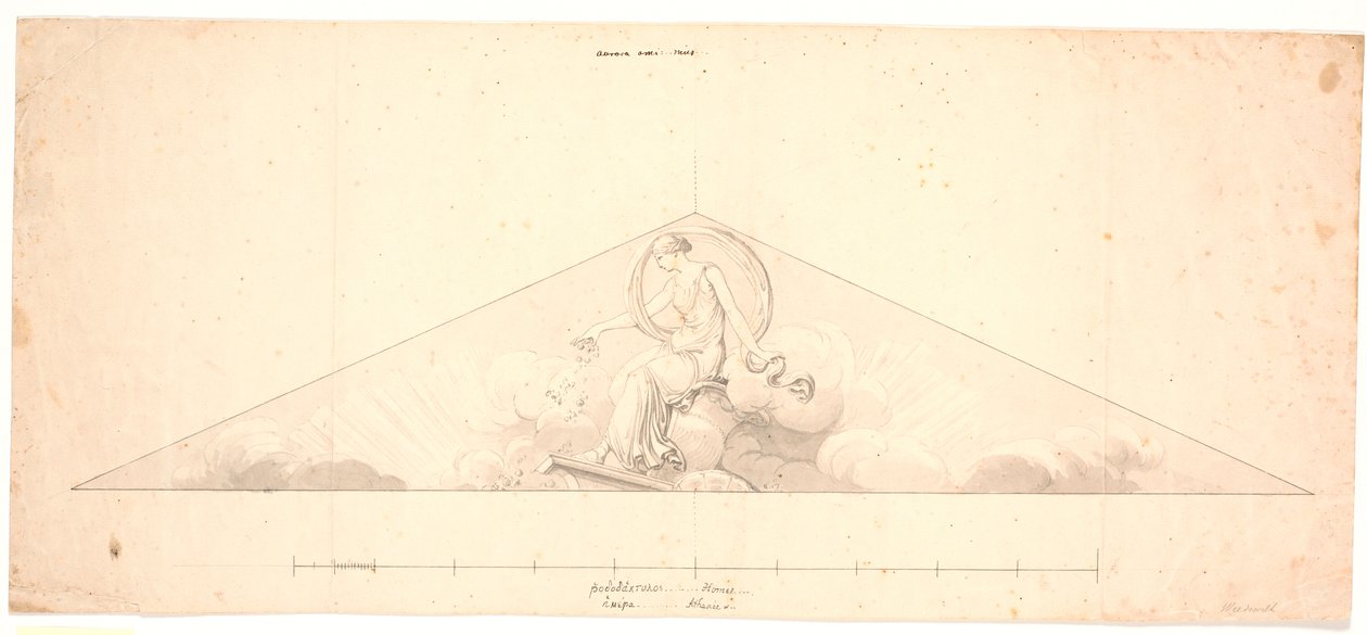 Aurore. Esquisse pour le fronton du palais Harsdorff, Kgs. Nytorv - Johannes Wiedewelt