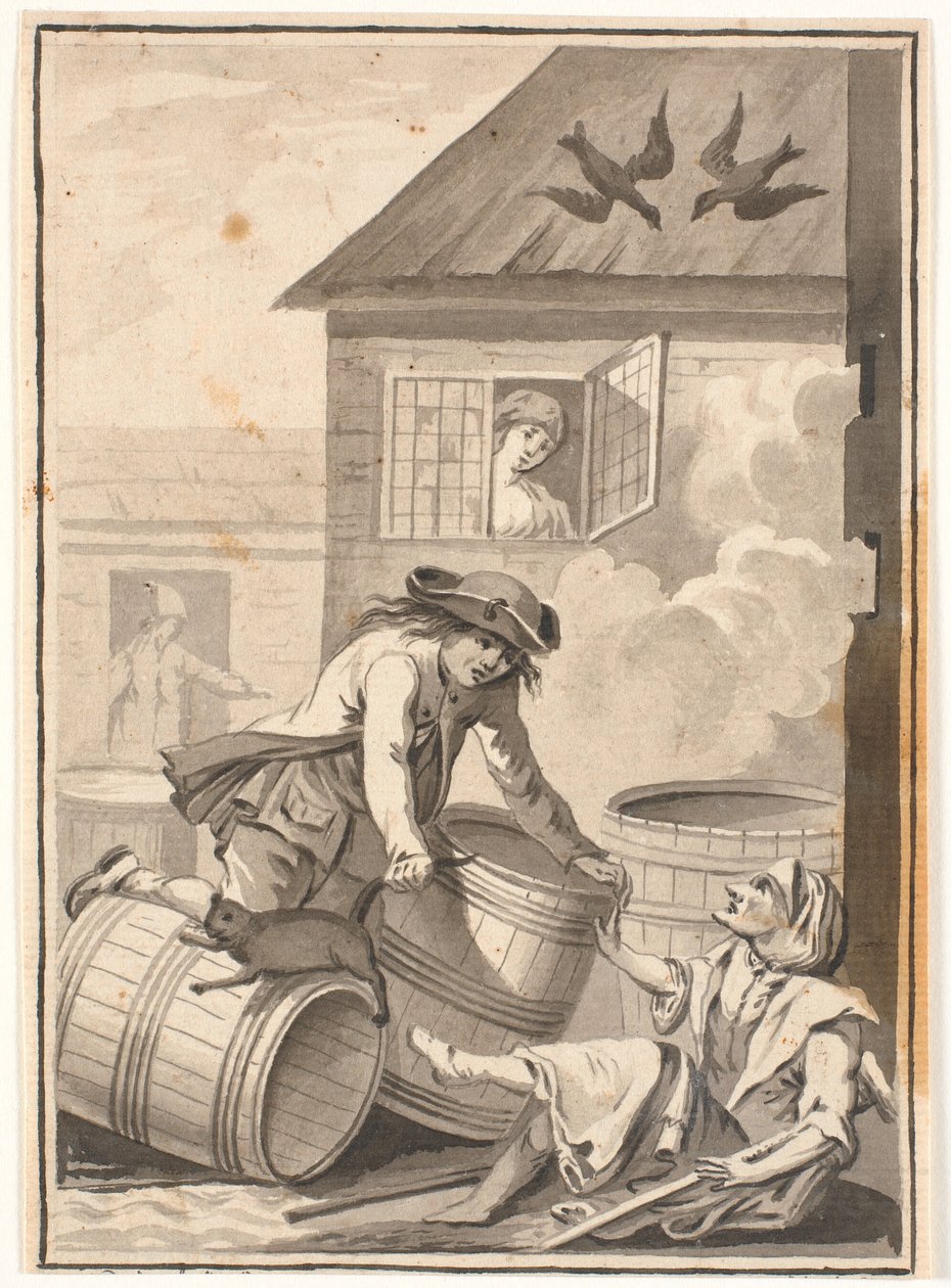 Jens Blok et Gunild. Illustration pour Ludvig Holberg : Peder Paars 1772. (2e livre, 3e chant) - Johannes Wiedewelt