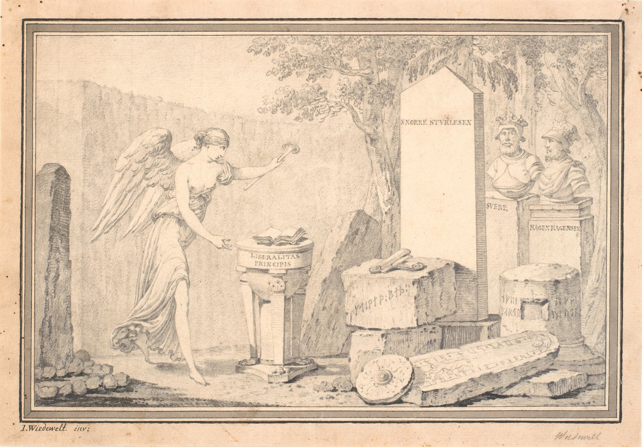 Vignette de titre pour Snorre Sturleson (éd. G. Schiøning) : Heimskringla, vol. I, 1778 - Johannes Wiedewelt