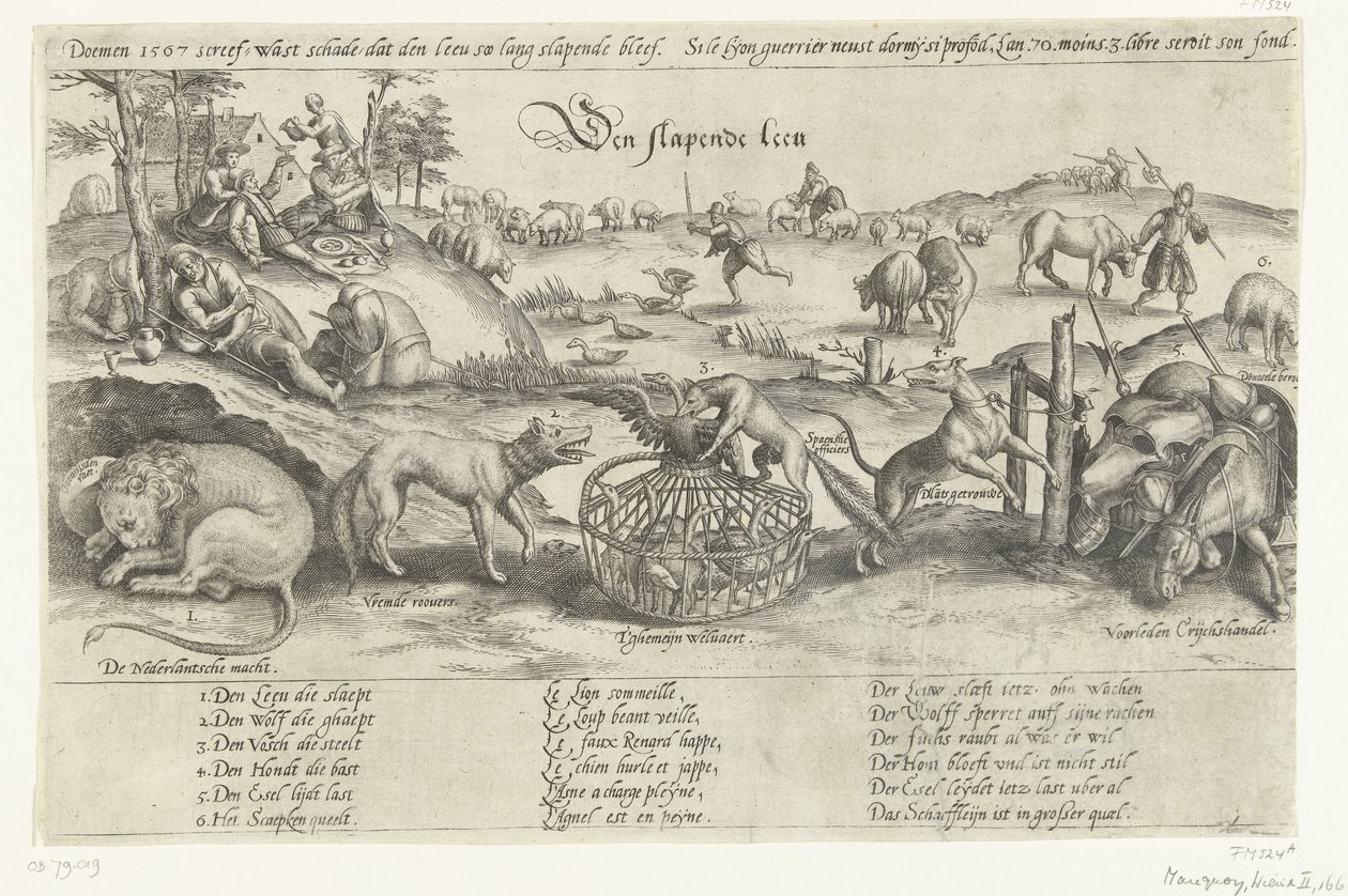 Le lion endormi, 1567 - Johannes Wierix (attributed to)
