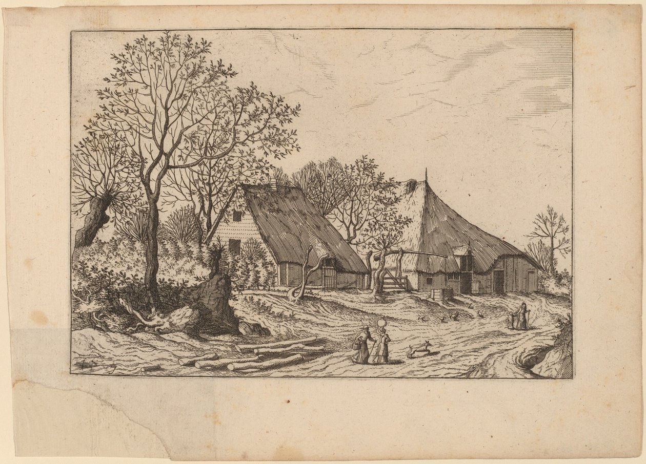 Ferme avec hangar et puits - Johannes and Lucas van Doetechum after Master of the Small Landscapes