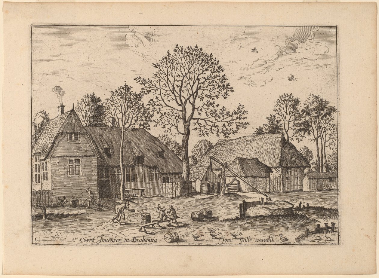 Fermes avec puits - Johannes and Lucas van Doetechum after Master of the Small Landscapes
