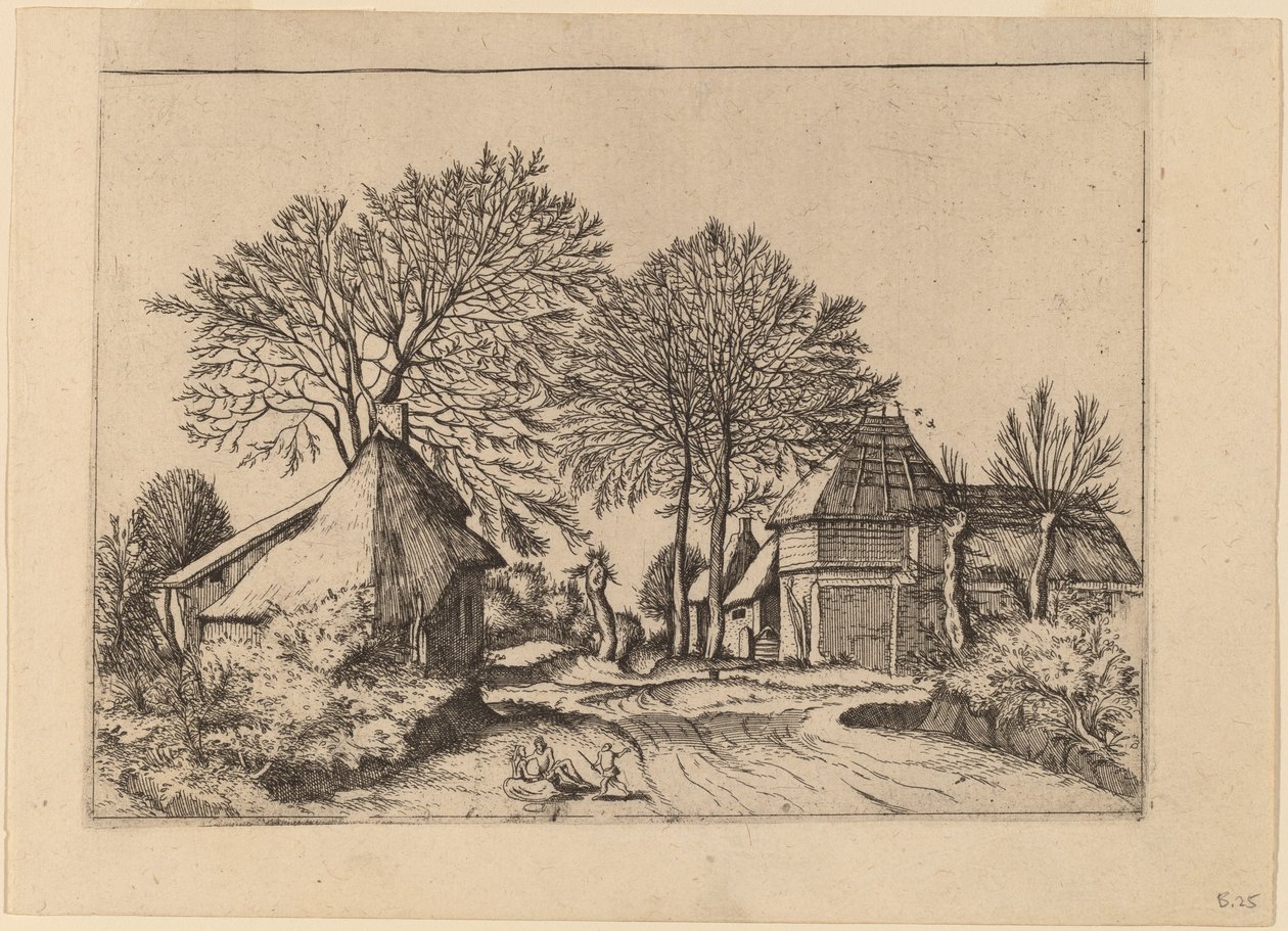 Route avec grange et cottages - Johannes and Lucas van Doetechum after Master of the Small Landscapes