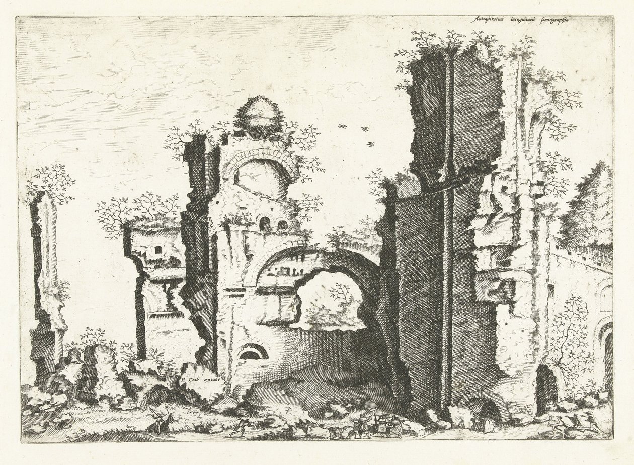 Vue sur des ruines, peut-être les Thermes de Caracalla - Johannes of Lucas van Doetechum (attributed to)