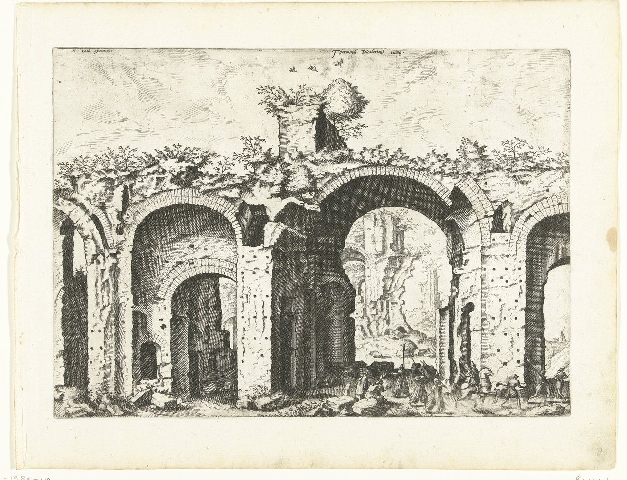 Deuxième vue des Thermes de Dioclétien, ruines romaines, 1561 (titre de la série) - Johannes of Lucas van Doetechum (attributed to)
