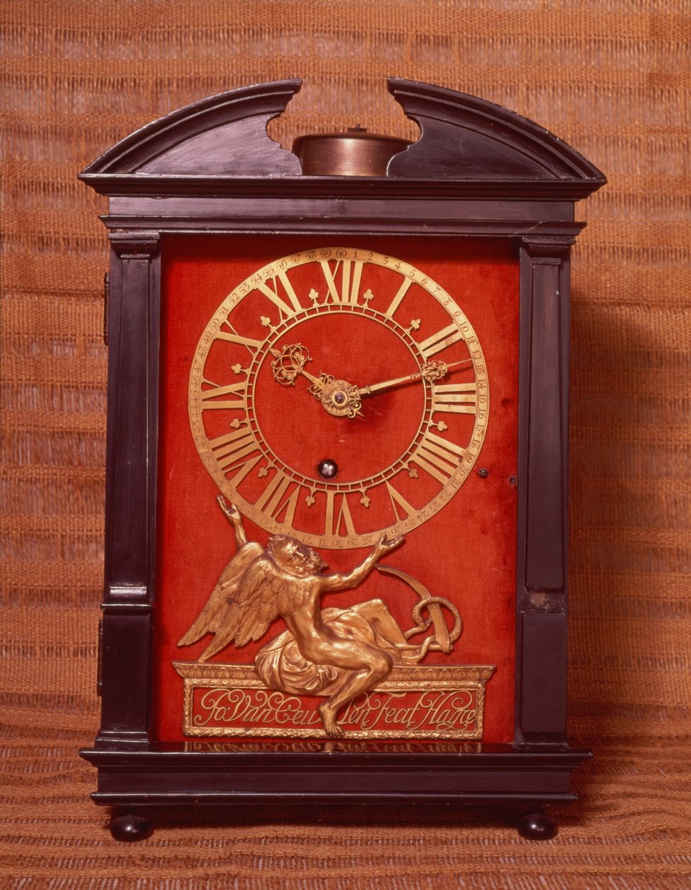Horloge à pendule à poids précoce, peut-être conçue par Christian Huygens (1629-95) vers 1675 - Johannes van Ceulen
