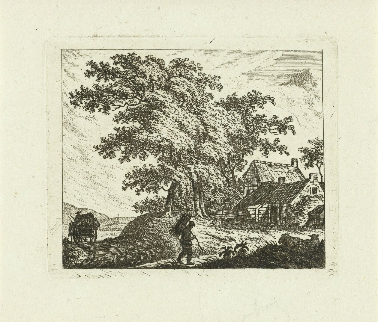 Paysage avec ferme et homme avec fagot - Johannes van Cuylenburgh