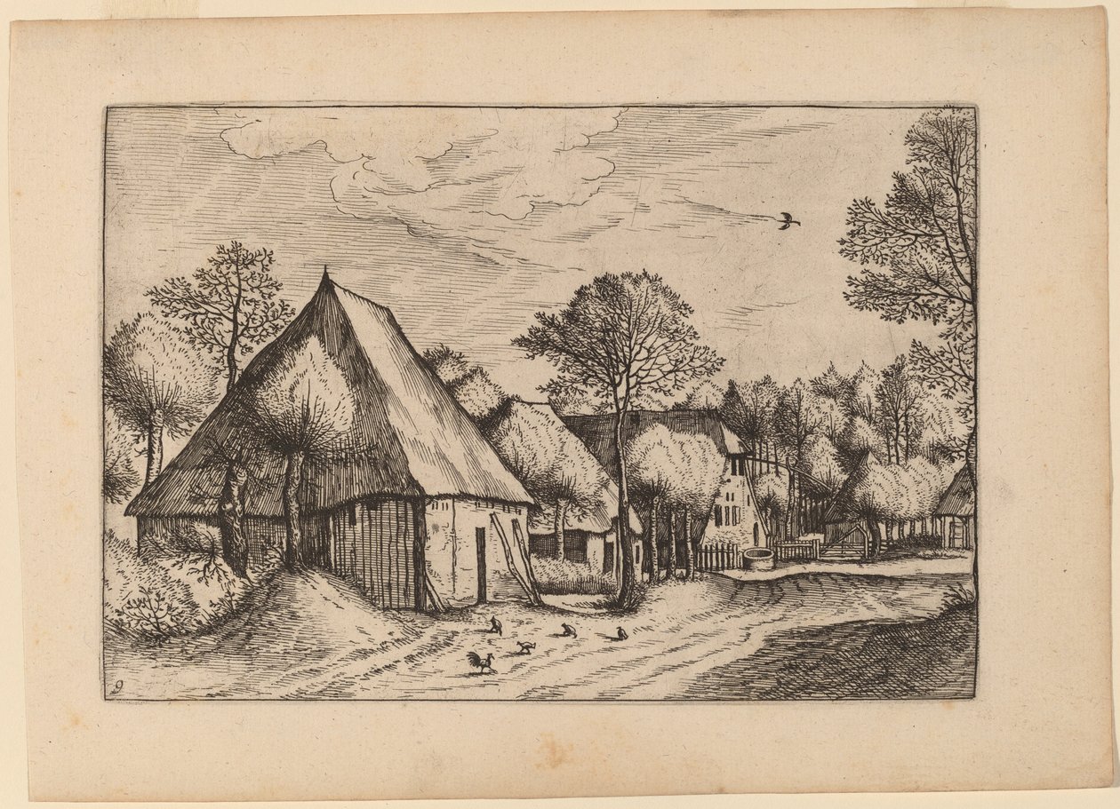 Cour de ferme avec puits - Johannes van Doetechum, the Elder and Lucas