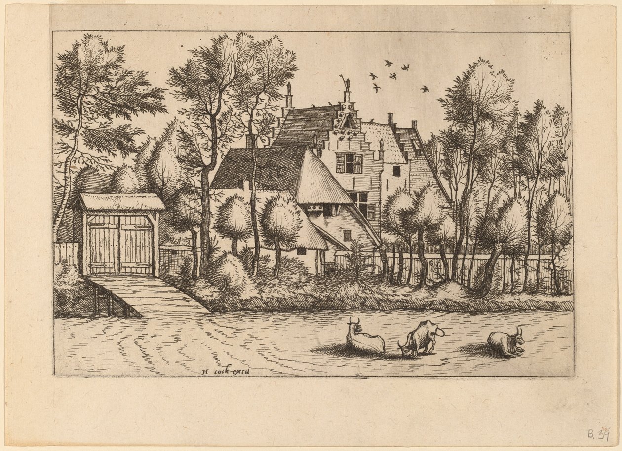 Maison de campagne avec un fossé - Johannes van Doetechum, the Elder and Lucas