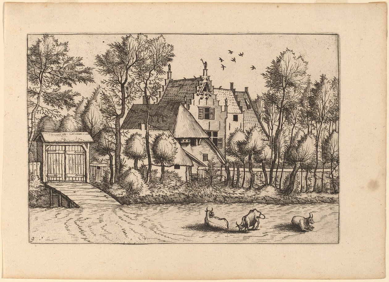 Maison de campagne avec un fossé - Johannes van Doetechum, the Elder and Lucas
