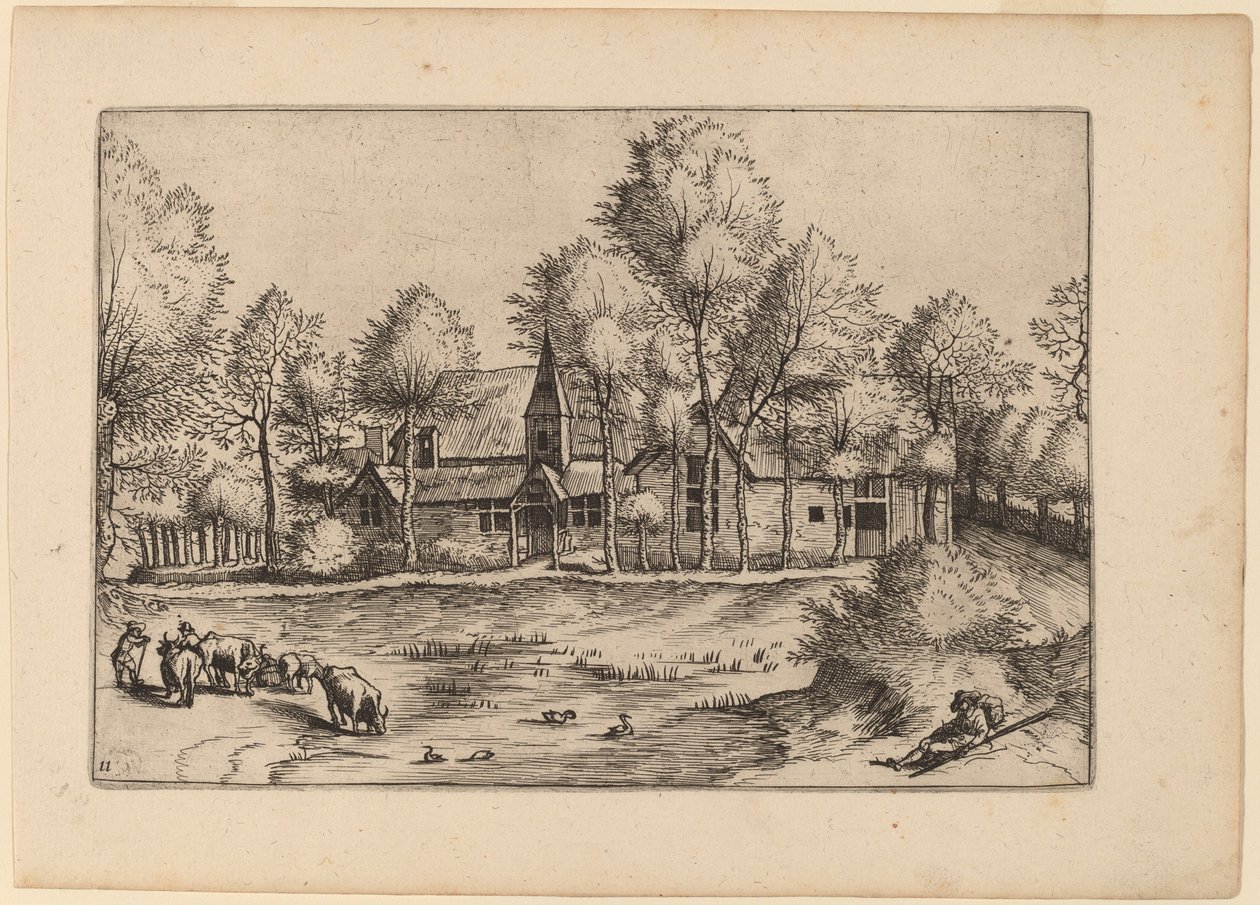 Village de campagne avec église - Johannes van Doetechum, the Elder and Lucas