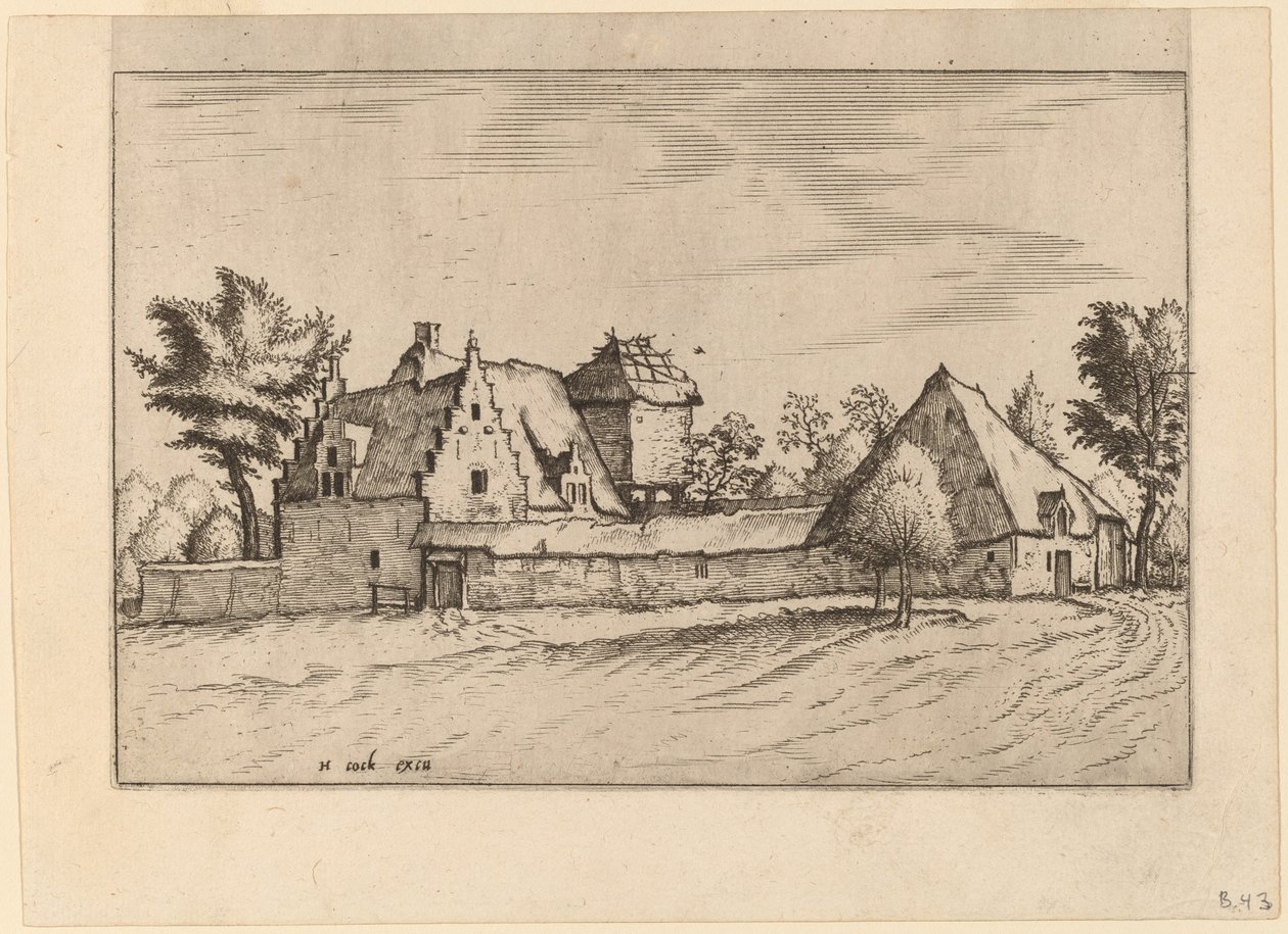 Fermes dans une cour - Johannes van Doetechum, the Elder and Lucas