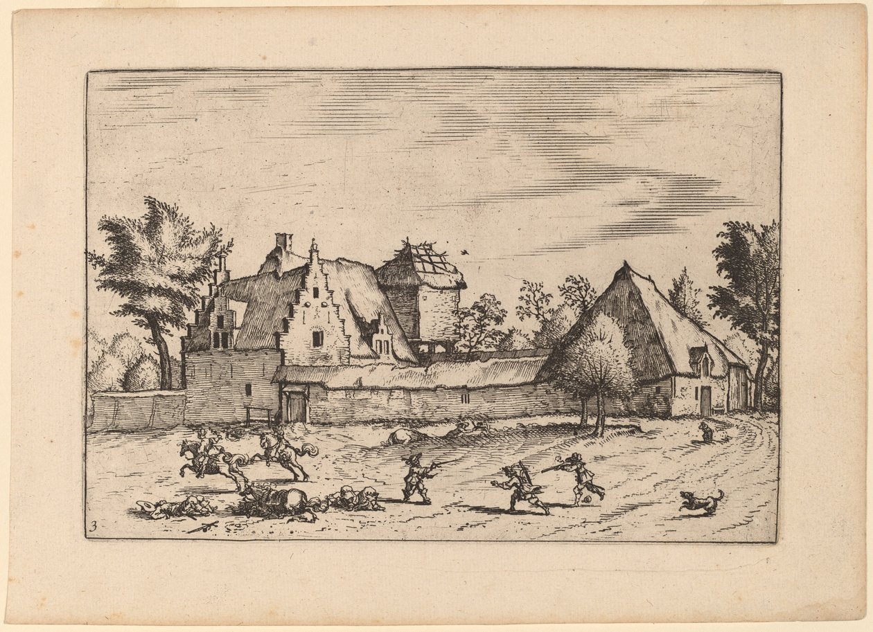 Fermes dans une cour - Johannes van Doetechum, the Elder and Lucas