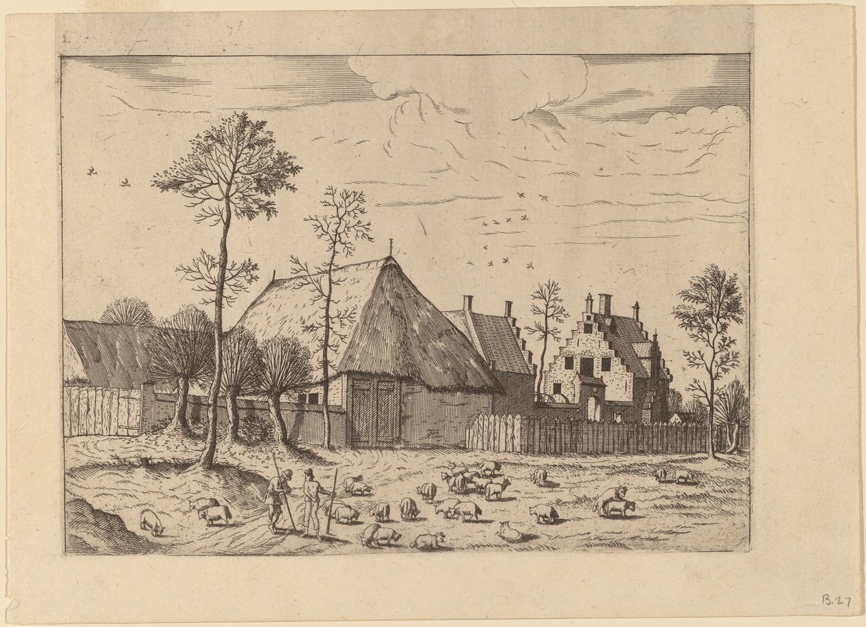 Cabane avec cottage - Johannes van Doetechum, the Elder and Lucas