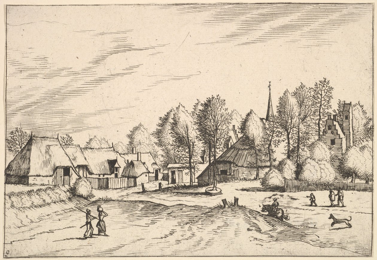 Village de campagne avec clocher d