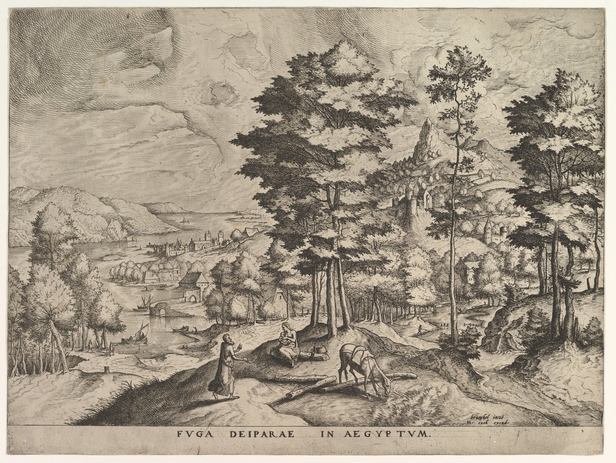 Fuite en Égypte Fuga deiparae in Aegyptum de La Grande Paysages, vers 1555-56 - Johannes van Doetecum I