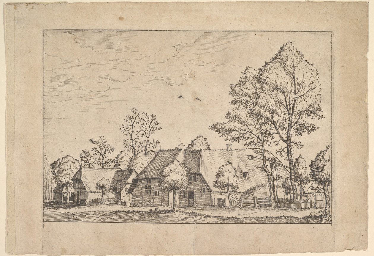 Grande ferme avec puits de Praediorum villarum et rusticarum casularum icones e..., ca. 1559-61 - Johannes van Doetecum I