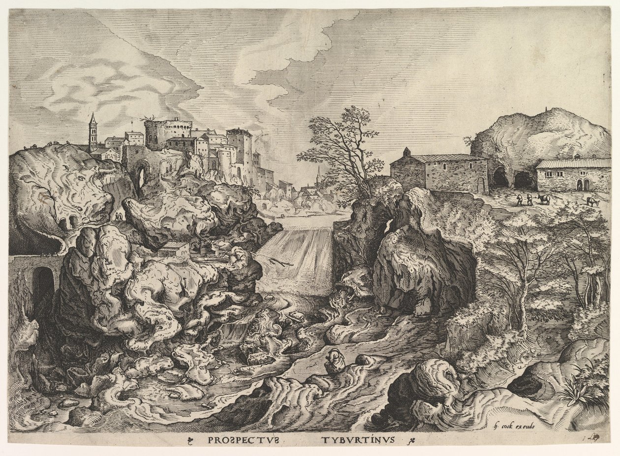 Vue du Tibre à Tivoli, Prospectus Tyburtinus de Les Grands Paysages - Johannes van Doetecum I
