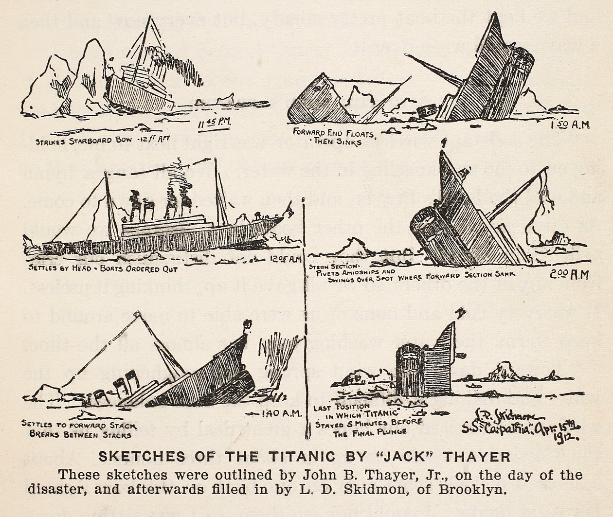Croquis du naufrage du Titanic - John B. 