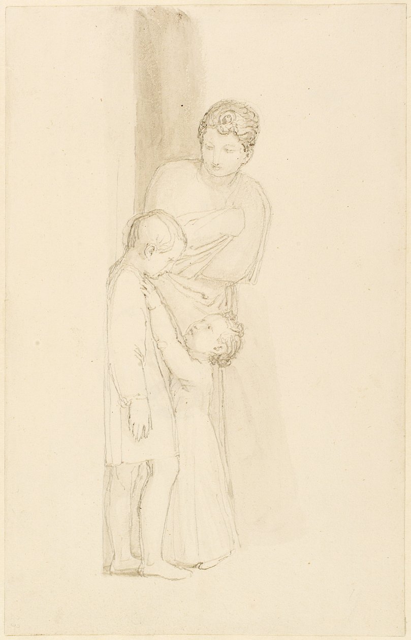 Une femme debout derrière un petit enfant - John Flaxman