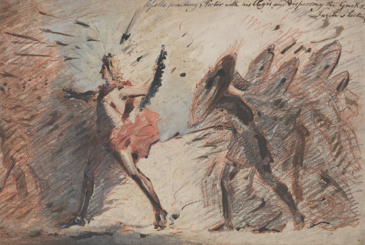 Apollon précédant Hector avec son égide et dispersant les Grecs, conférences de Fuseli - John Flaxman