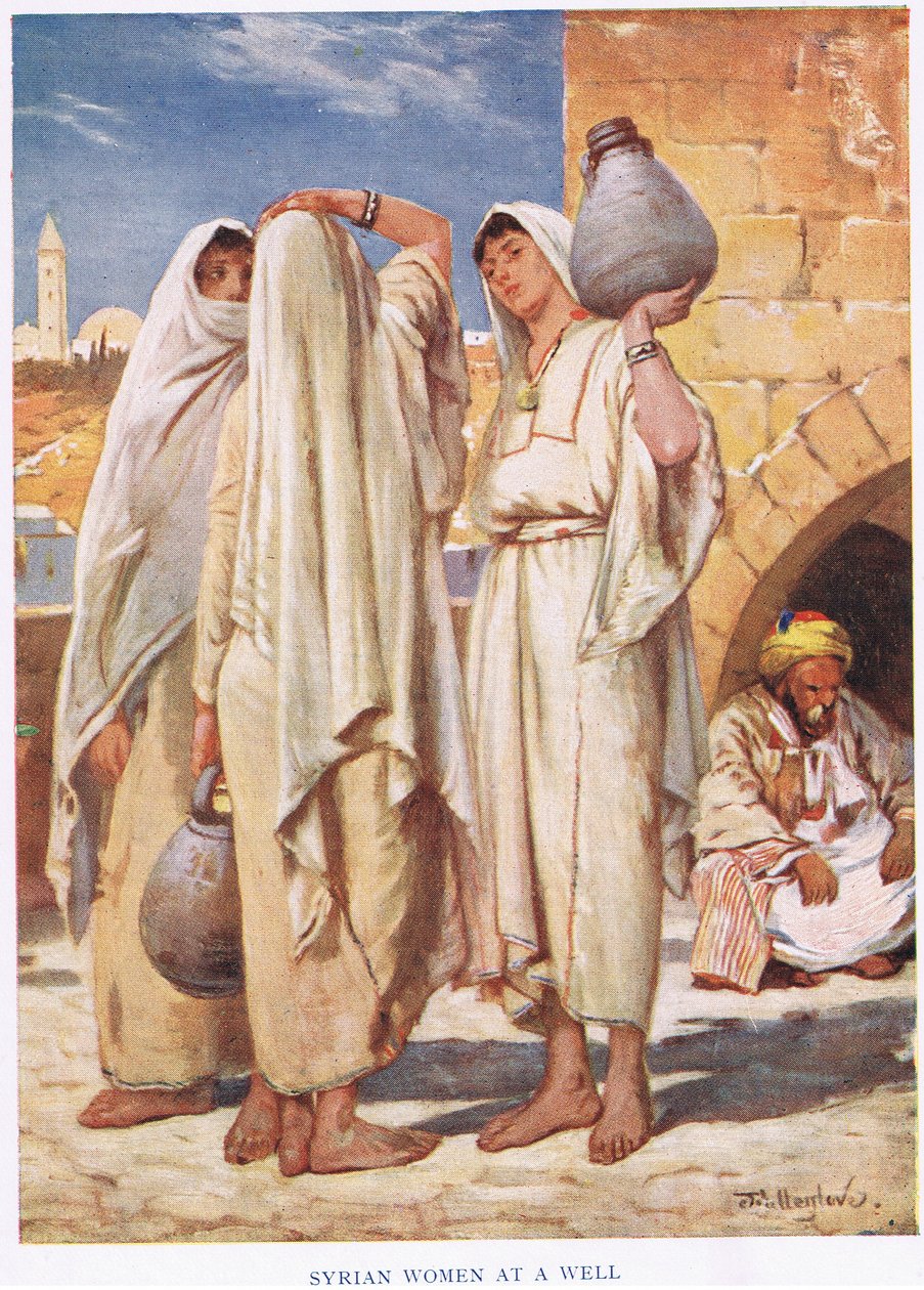 Trois femmes syriennes portant des cruches d