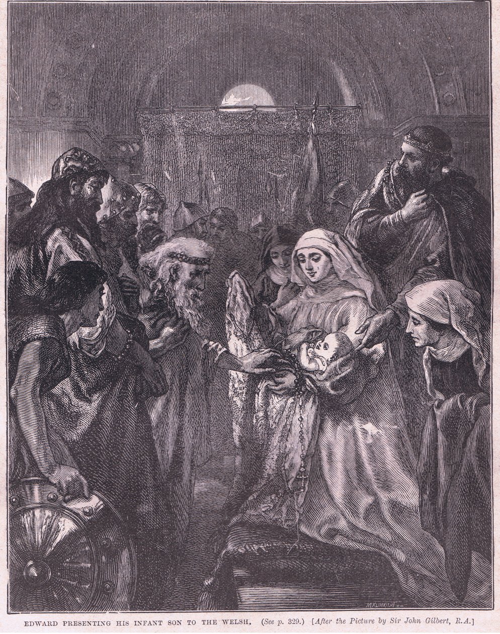 Edward présentant son fils nouveau-né aux Gallois AD 1282 - John Gilbert