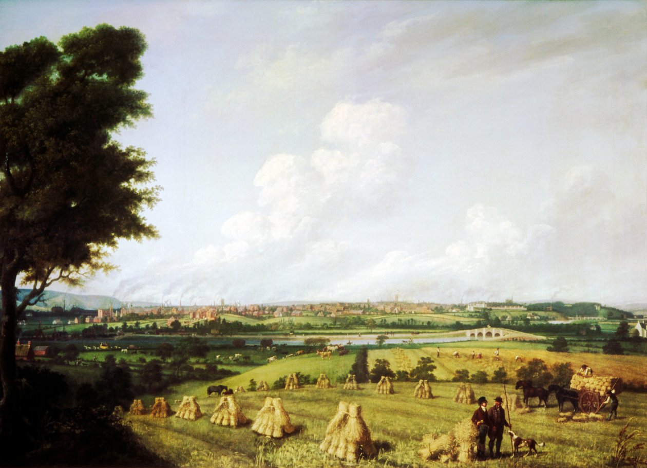Vue de Preston depuis Penwortham Mill, 1821 - John Jenkinson
