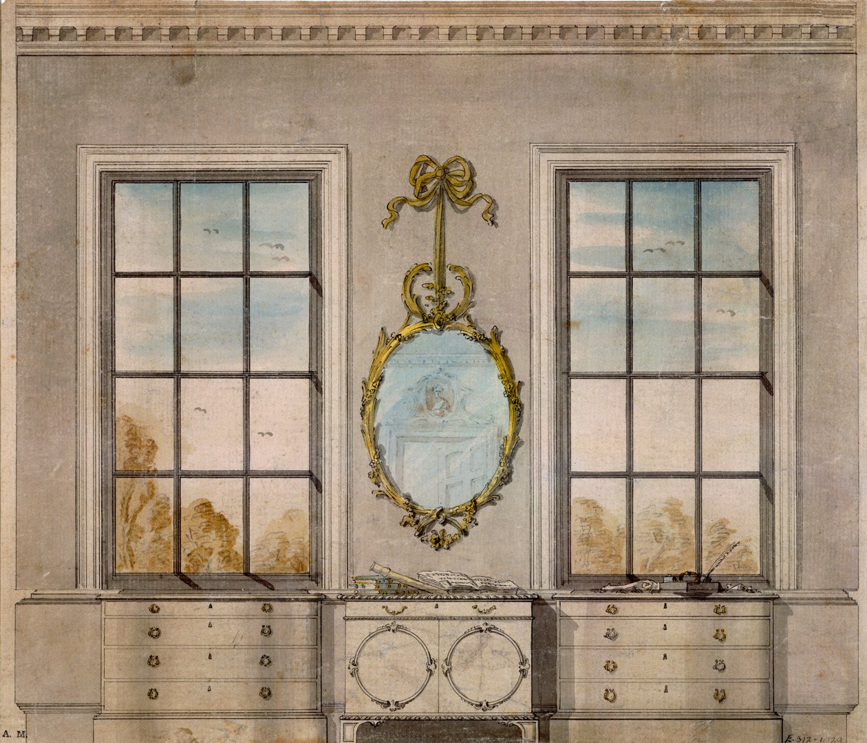 Design pour une pièce par Linnell John (1723-99) - John Linnell