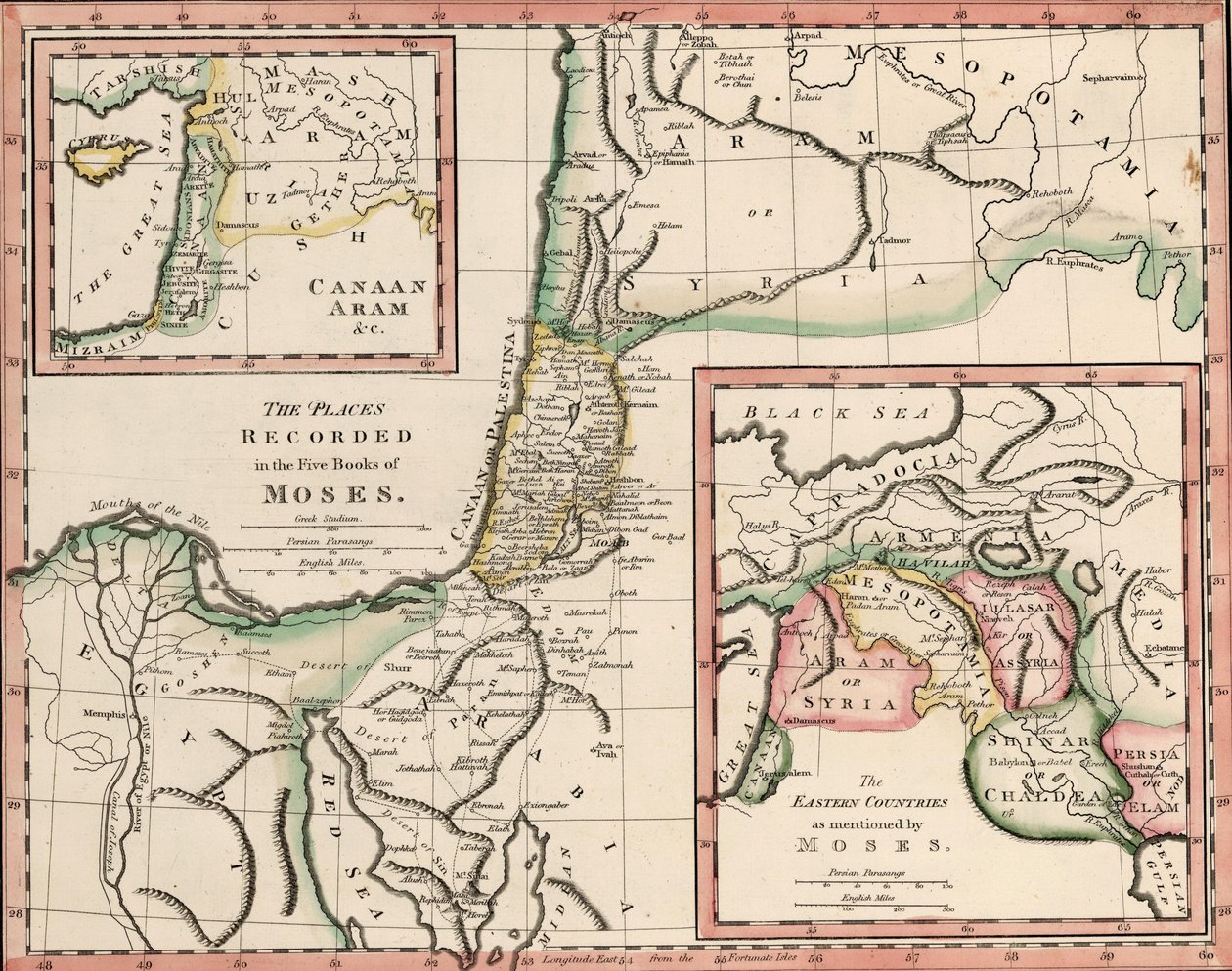 Les lieux mentionnés dans les cinq livres de Moïse - John Melish